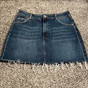 TopShop Moto Rivet Denim Raw Hem Mini